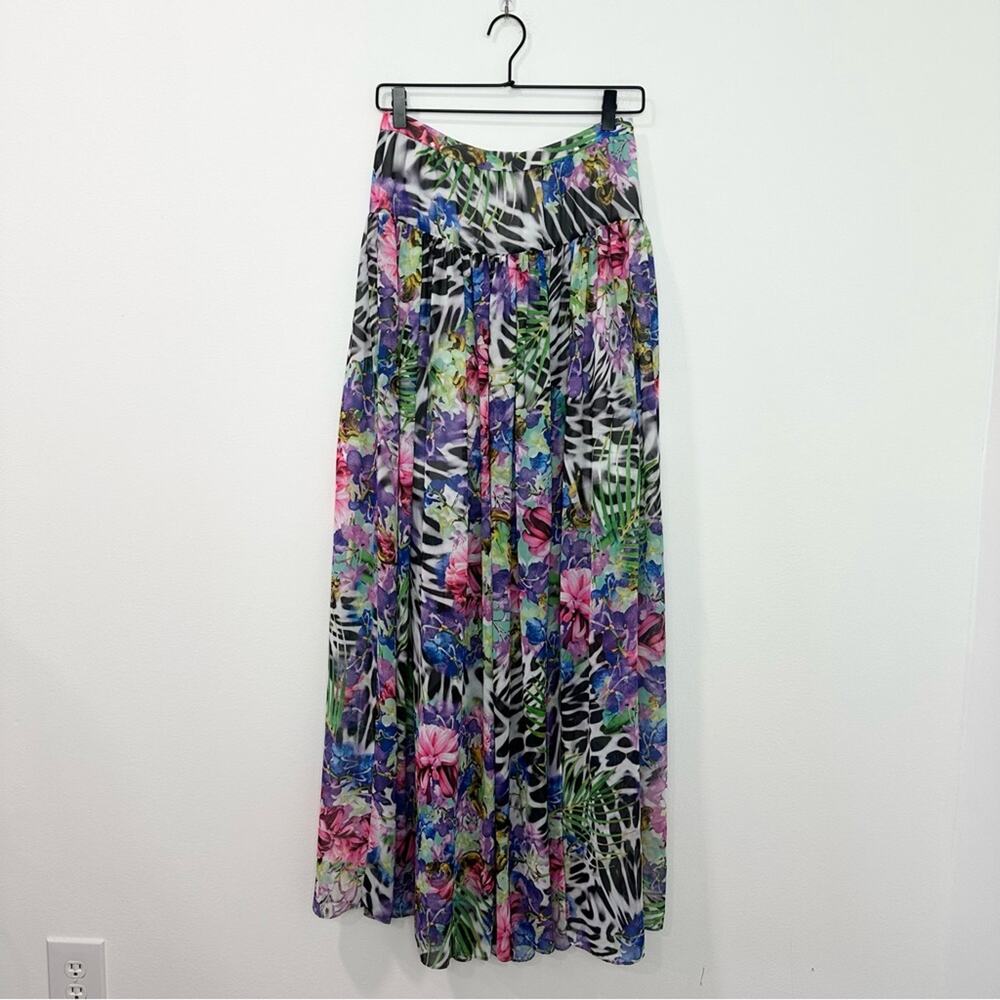 Boston Proper Maxi Skirt Tropical Floral Animal Print Flowy size 4